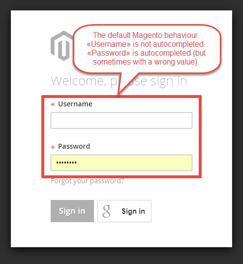 «Backend Login Autocomplete» extension - Magento 2